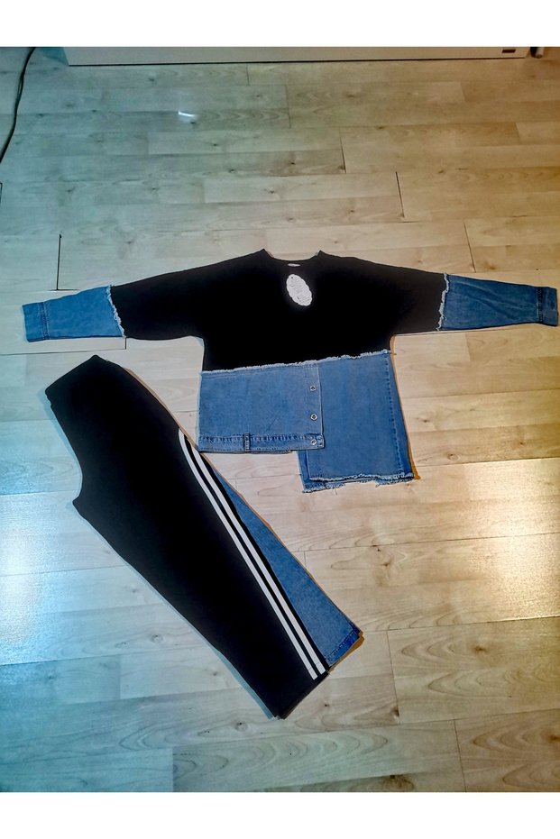 Women's Jeans Detailed Bottom Top Suit