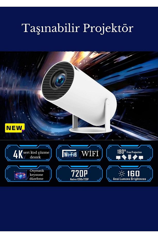 Taşınabilir Sinema Projeksiyon 720p Ev Sineması Bluetooth Android Akıllı Projektör - 2