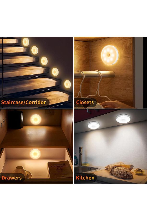 L2026 16 Led 3 Renkli Şarjlı Ve Pilli Hareket Sensörlü Type-c Girişli Led Işık Lamba - 2