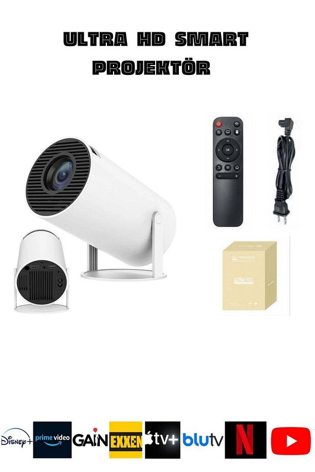 Taşınabilir Sinema Projeksiyon 720p Ev Sineması Bluetooth Android Akıllı Projektör - 1