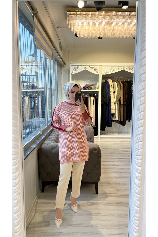 6867 Nar Çiçeği Triko Tunik - 3
