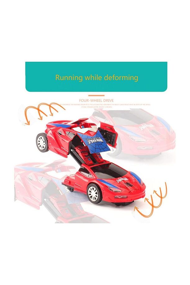 Spiderman Işıklı Sesli   Örümcek  Transformers Robot Araba Çarp Dön 20 cm - 3