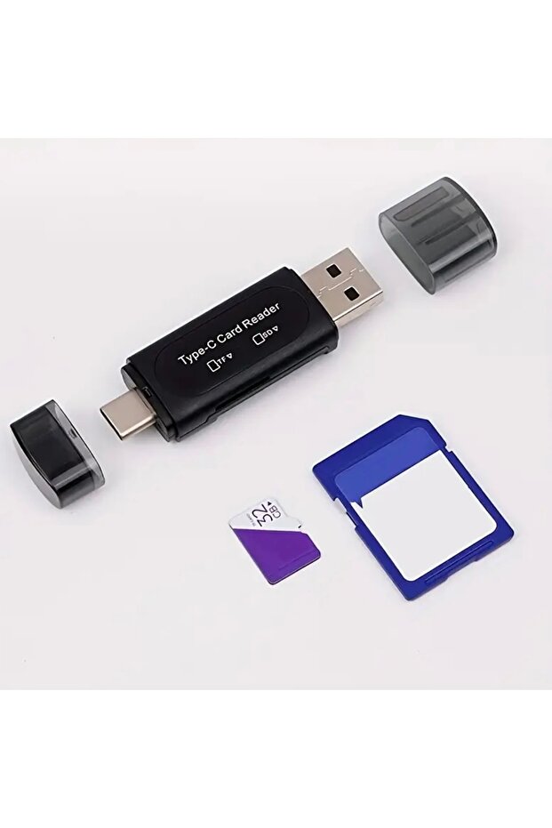 USB ve Type-C Kart Okuyucu – SD ve microSD - 2’si 1 Arada Hızlı Veri Transferi - 5