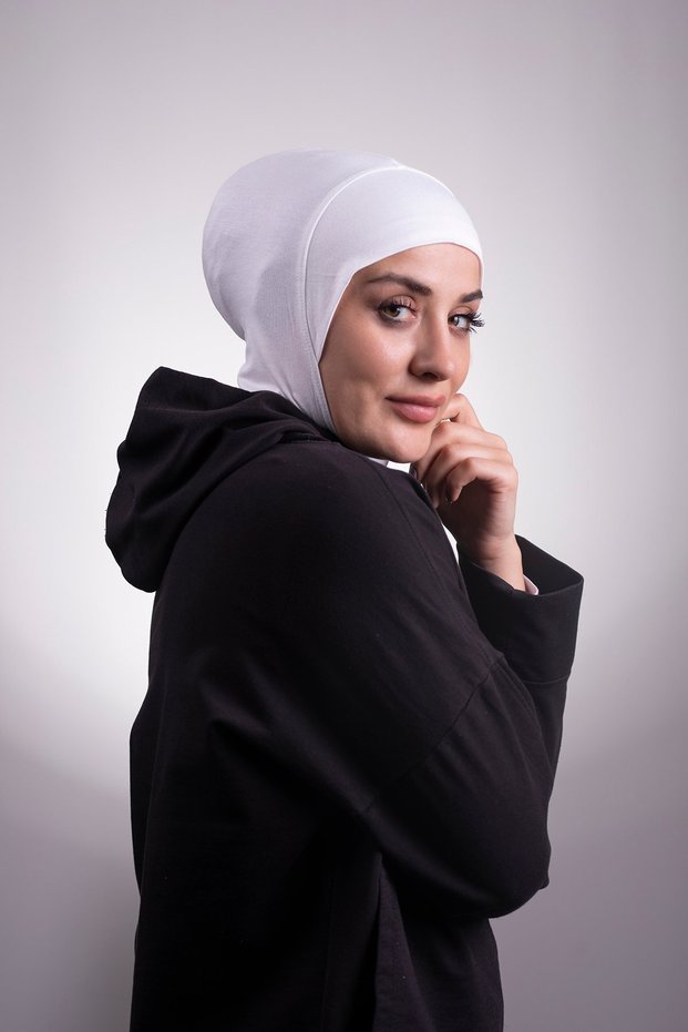 Cream Practical Ready Interlocking Bonnet Viscose Fabric Hijab Sports 2106_40