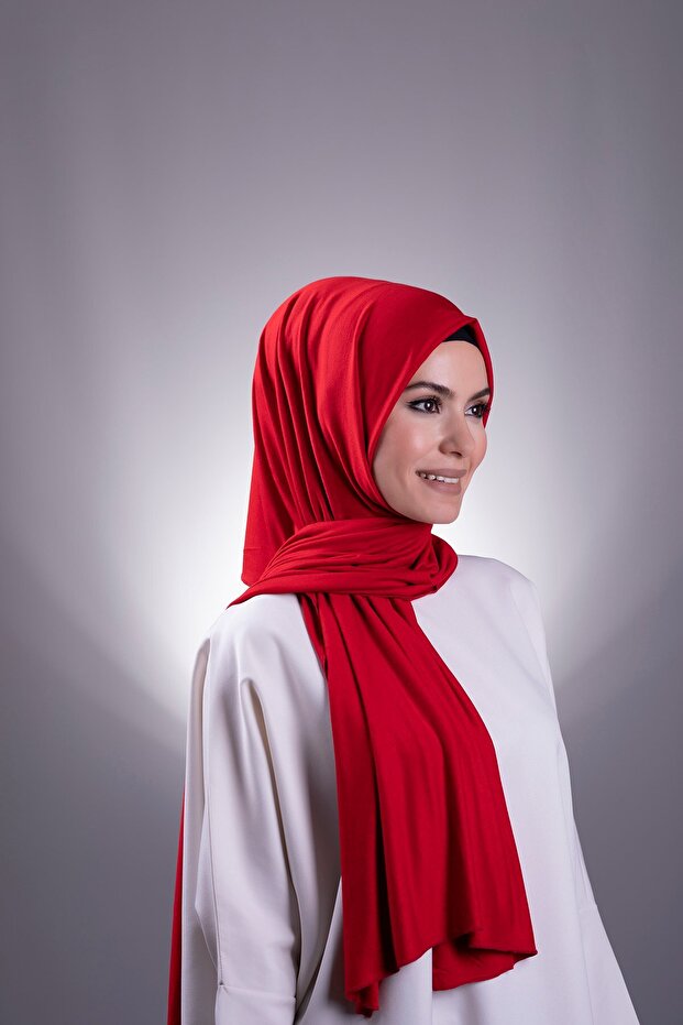 Red Plain Classic Shawl Viscose Fabric Lycra Combed Cotton 202101_31