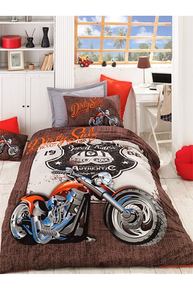 Boys Kids Motor Bike Model Single Duvet Cover Set
