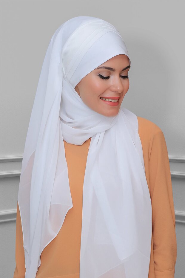 Cream Back Tie Shawl Chiffon Cross Banded Draped 1911_40