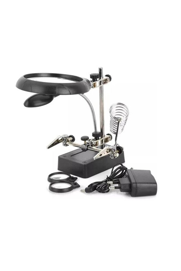 Mg16129-C Led Işıklı Büyüteçli - Mercekli Havya Sehpası 3. El Adaptörlü - 1