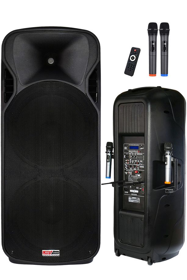 LS-P1515 Mikrofonlu Şarjlı Taşınabilir Portatif Kule Ses Sistemi Seti 2x15 İnç 1700W Yüksek Kalite - 1