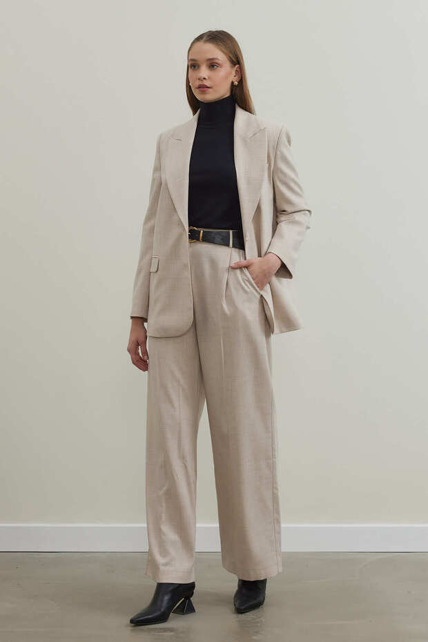 Çift Düğmeli Ceket - Bej - 2