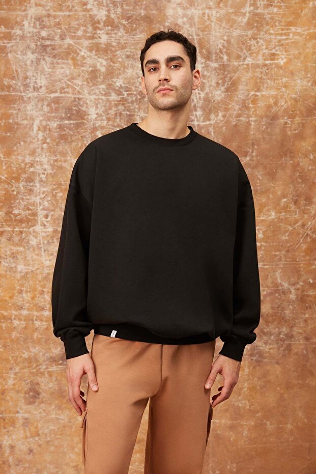 Teddy Çift Taraflı Sweatshirt - Siyah - 2