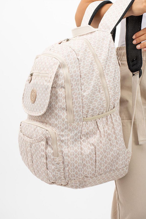 Ultra Hafif Çok Cepli Su Geçirmez Sırt Çantası Unisex Desenli Krem (Model: 571-2E) - 2