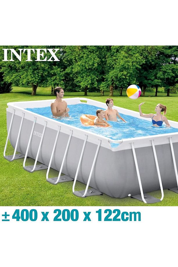 İntex 26790 Dikdörtgen Prefabrik Aile Havuzu 400x200x122cm Merdiven ve 220v Filitreli Set - 3
