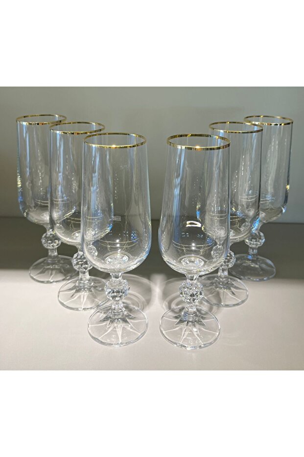 Crystal Bohemia Claudia Altın 6'lı Kahve Yanı Bardağı- 150ml - 2