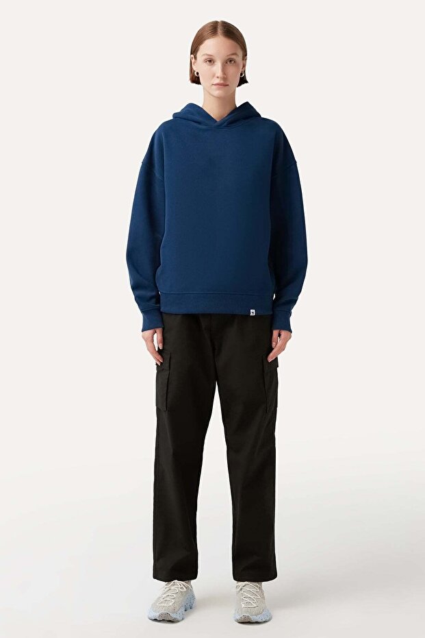 Basic Supersoft Hoodie - Indigo Mavi - 3