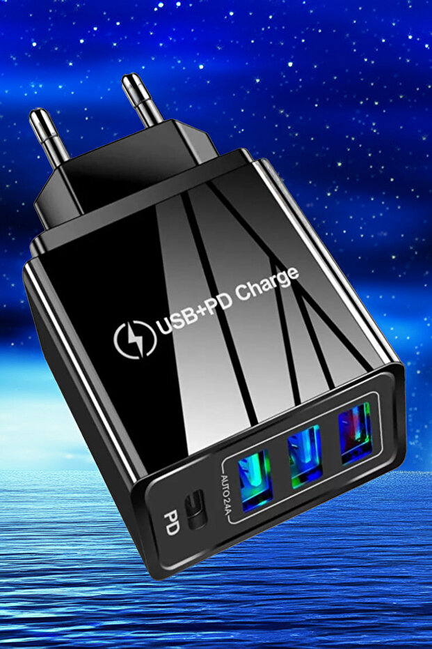C4 PD (Type-C) + 3 Port Micro Usb Girişli Şarj Adaptörü - 8