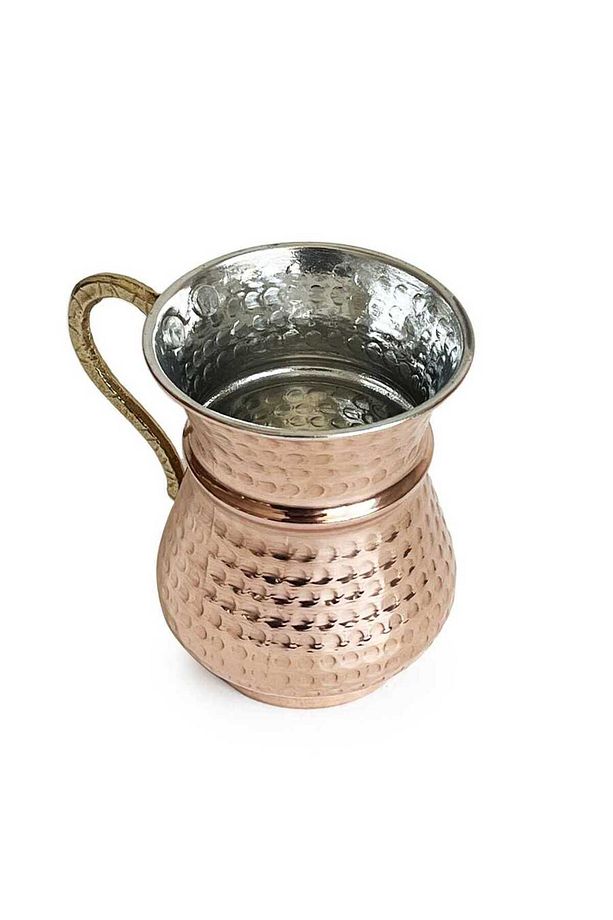 Bakır Maşrapa Bardak 6 Adet Ayran Bardağı Maşrapa Restoran Otel Cafe - 4