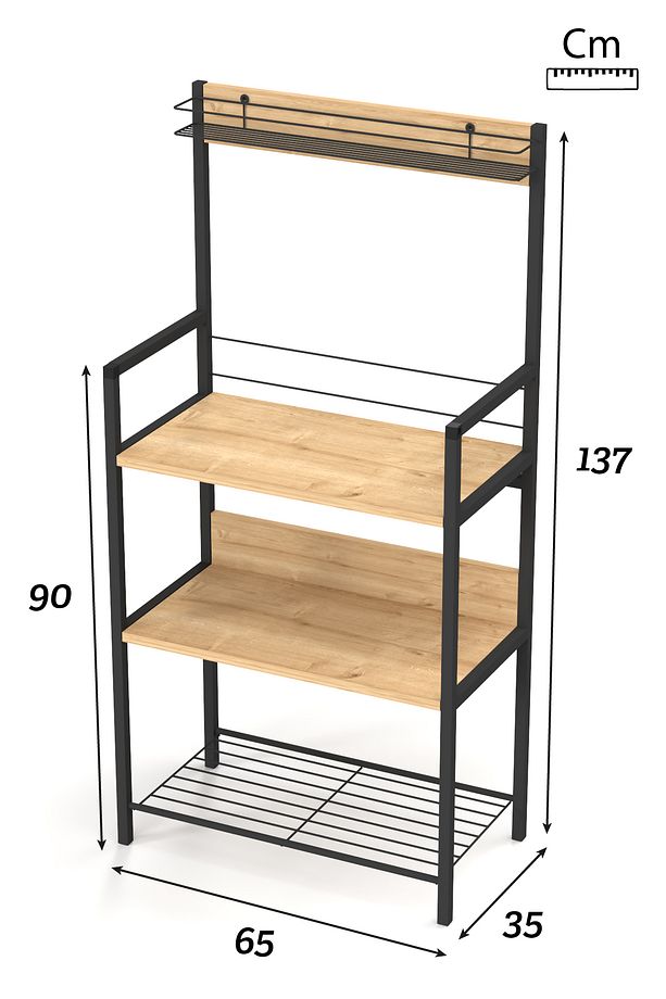 Ludlow Metal Sepetli Kahve Köşesi Mutfak Standı Airfryer Mikrodalga Organizer LU05-SM - 5