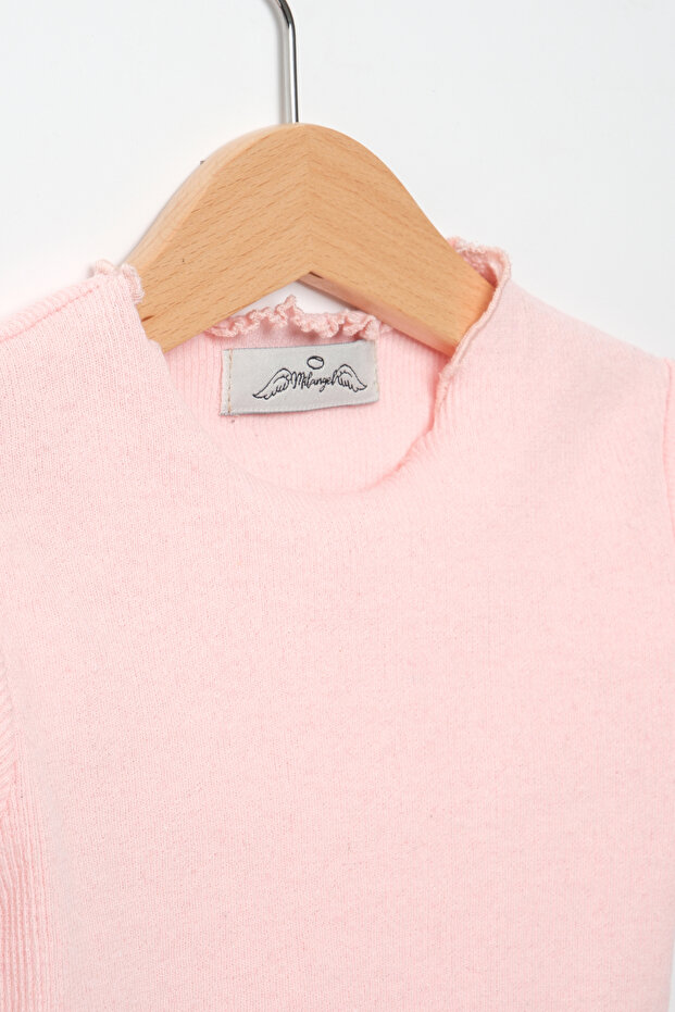 Pembe Çocuk Fitilli Örme Badi - 2