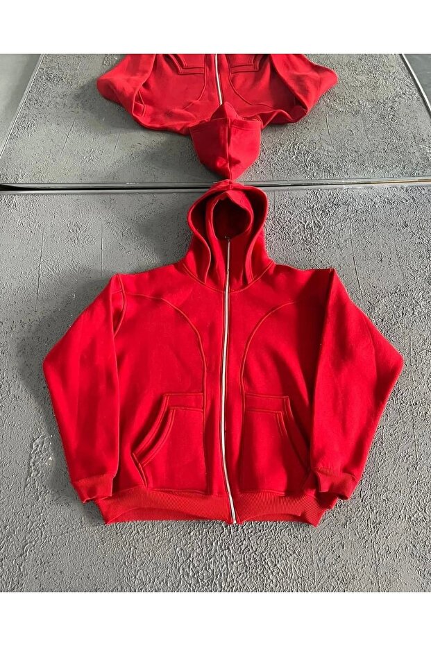 3 Thread Raster Unisex Snow Mask Hooded Oversize Cardigan