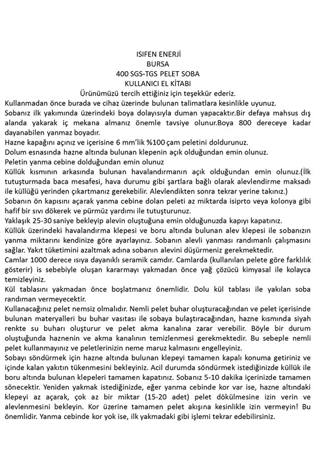 Isıfen 500 Wp Kuzineli Pelet Ve Odun Sobası - 8