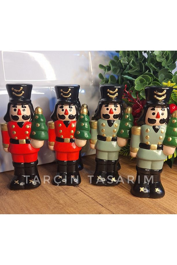 2'li Kurşun Asker Dekoratif Biblo,Fındıkkıran,Yeni Yıl/Yılbaşı Hediyesi (13*6cm BOYUTUNDA) - 3