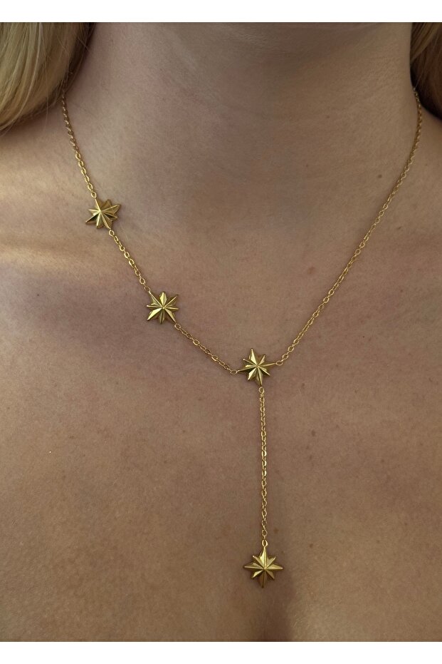 Steel Star Long Necklace