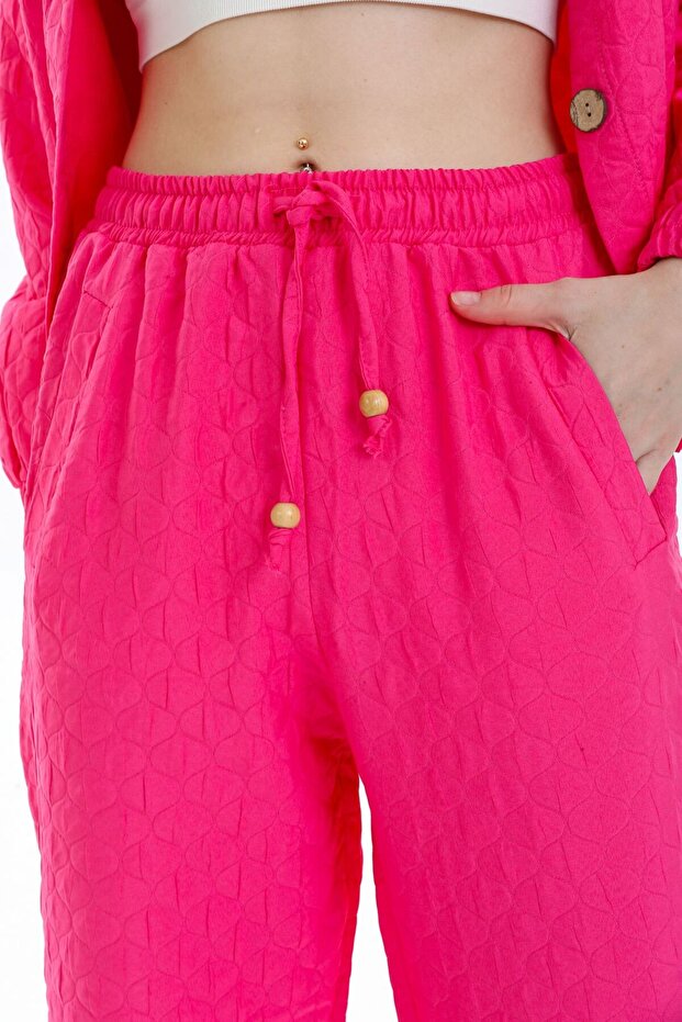 Onion Shell Pattern Trousers with Elastic Legs - 2