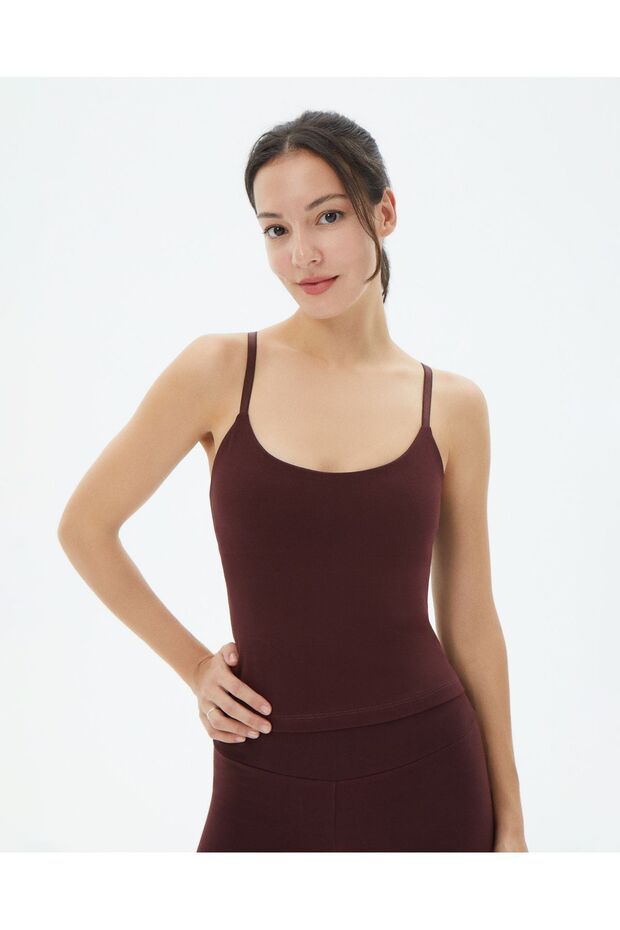 Chestnut Women's Organic Cotton Slim Adjustable Strap Bra Tank Top