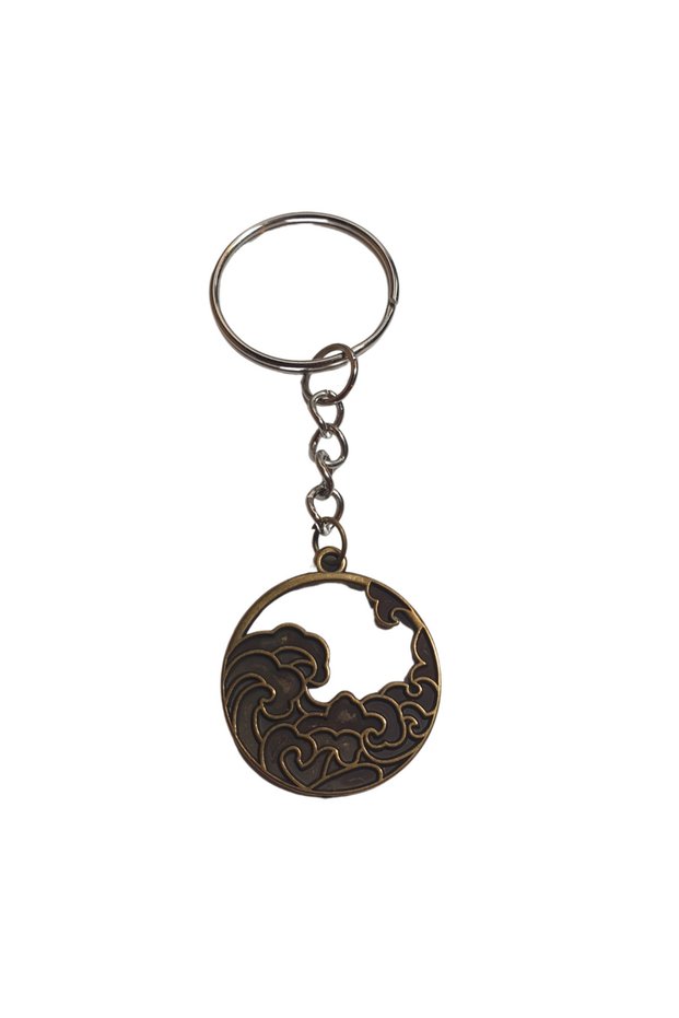 Bronze Color 30mm Wave Figured Keychain