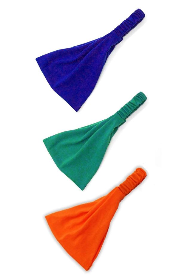 Parachute Bandana Cotton Fabric Elastic 3-Piece Set Blue - Pine Green - Orange