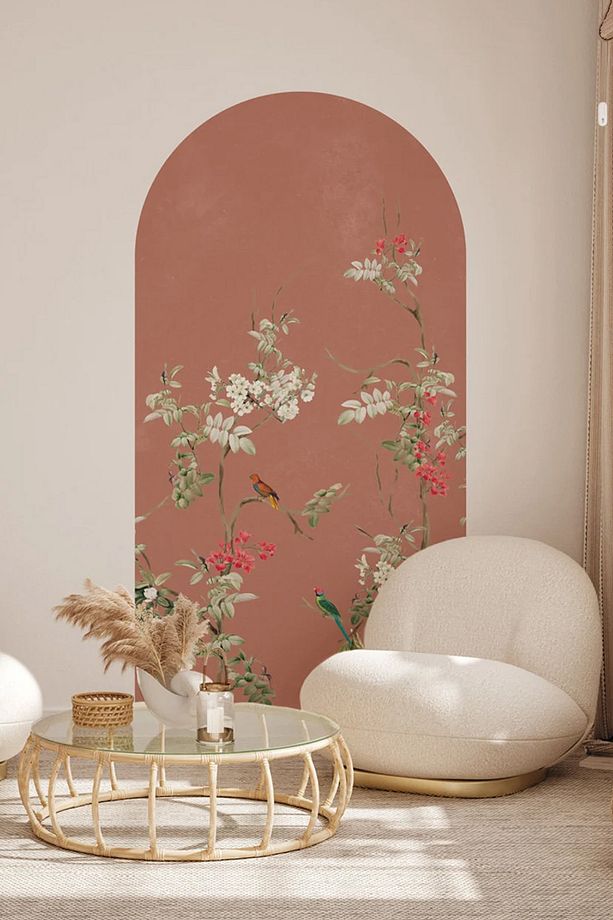 Bahar Çiçekleri ve Kuşlar Boho Kemer Arch Modern Duvar Sticker - 1
