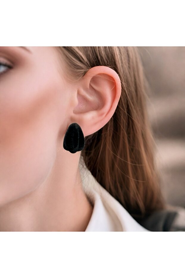 KADİFE MODEL SİYAH KÜPE - 2