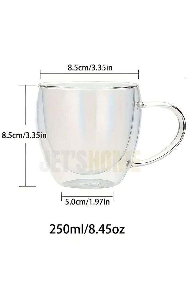 2’li Set Kulplu Cappuccino Bardağı Latte Bardağı Çift Cidarlı Americano Bardağı 250 ml Kahve Bardak - 4