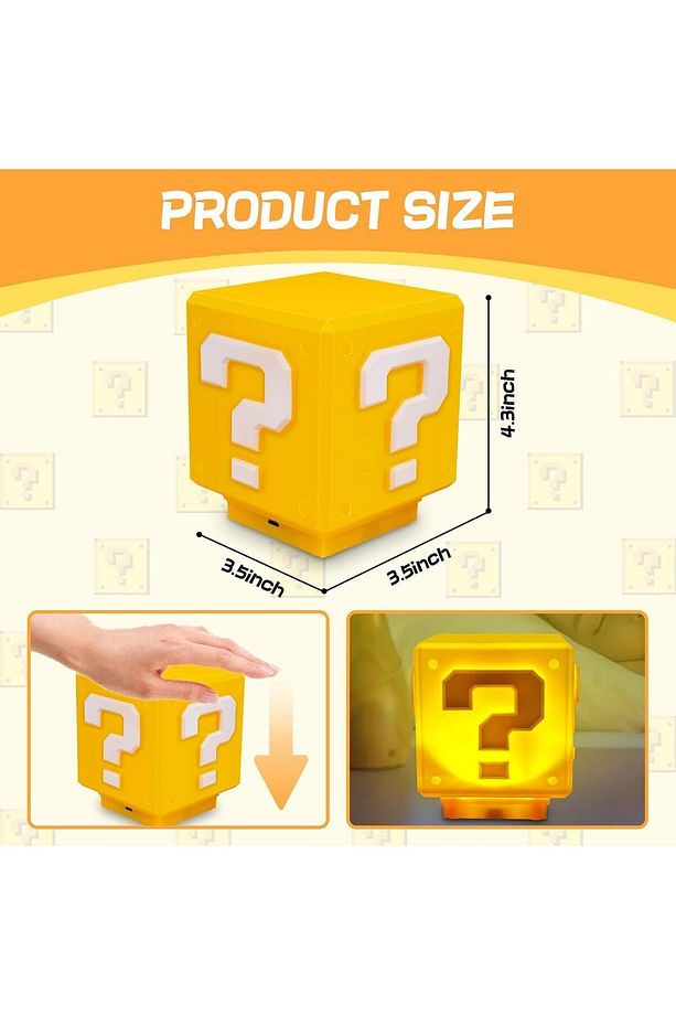 Super Bros Mini Question Block Night Light,Bedside Masa Gece Lambası - 2