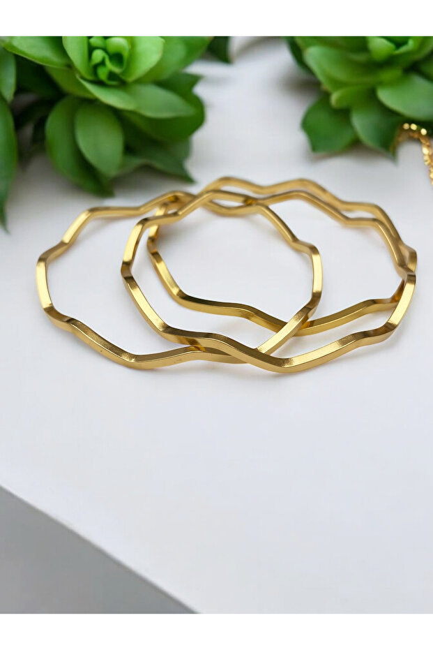 3'lü Ajda Paslanmaz Çelik Zig Zag Model Bilezik - 1