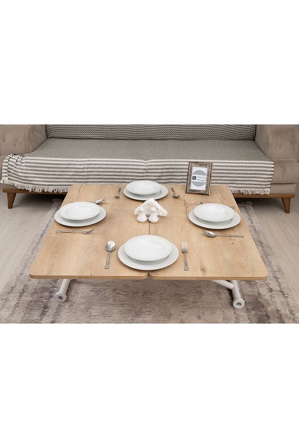 Mini Juppo Üst Tabla Mdf Velimeşe Oval Köşe Alt Ayak Beyaz Dışa Kıvrım - 5