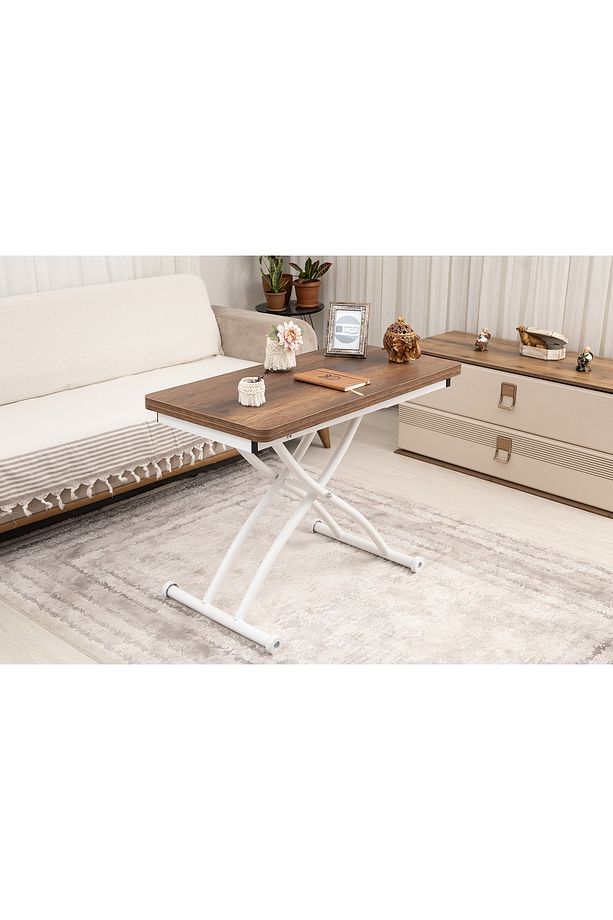 Mini Juppo Üst Tabla Mdf Barok Koyu Ceviz Oval Köşe Alt Ayak Beyaz Dışa Kıvrım - 2