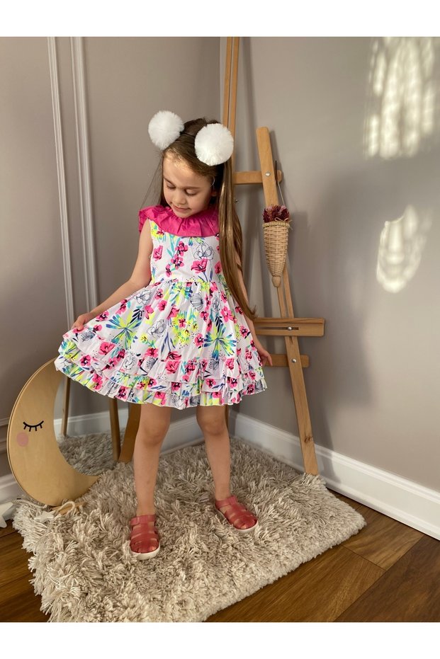 Babyaden Freya Ruffled Bowknot Birthday Party Layered Girls' Baby Dress 2-3-4-5 Years Old