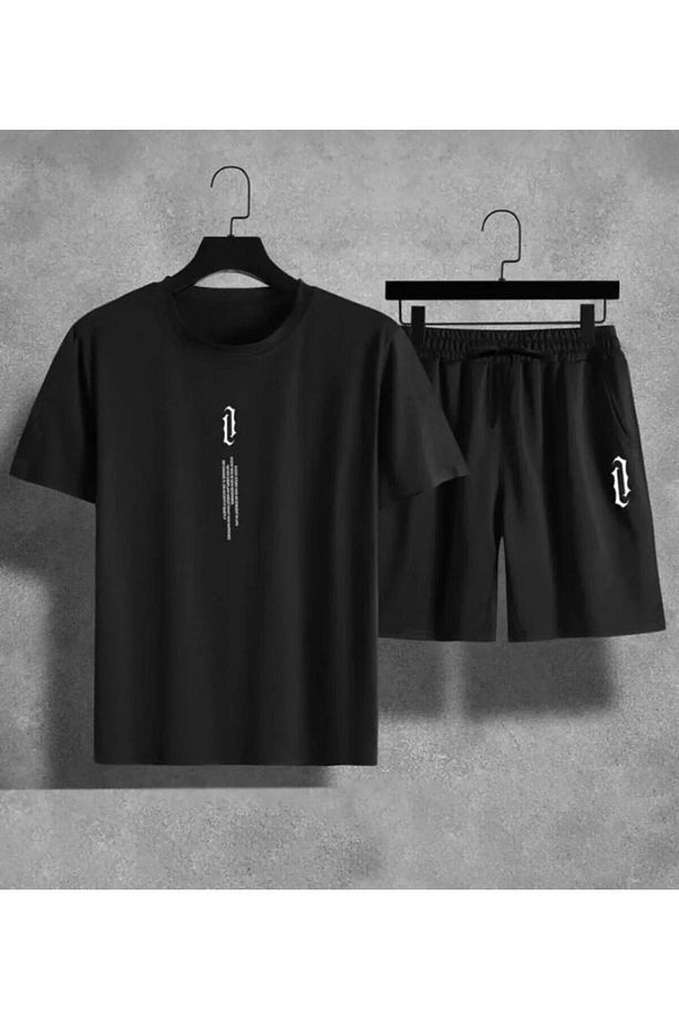 NY Baskılı Original Ünisex Yazlık Şort T-shirt Eşofman Altı 3 lü Set Combin Takım - 1