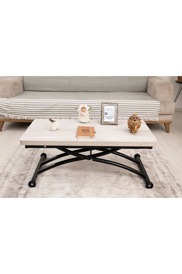 Akıllı Sehpa Mini Juppo Üst Tabla Mdf Lizbon Oval Köşe Alt Ayak Siyah Dışa Kıvrım - 4