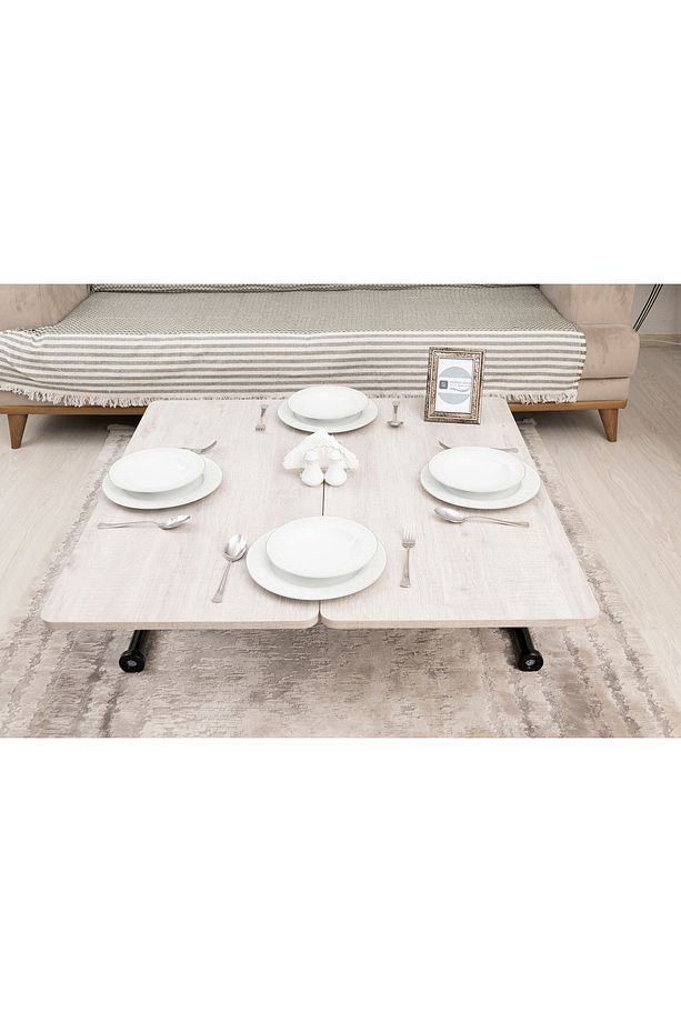 Akıllı Sehpa Mini Juppo Üst Tabla Mdf Lizbon Oval Köşe Alt Ayak Siyah Dışa Kıvrım - 5