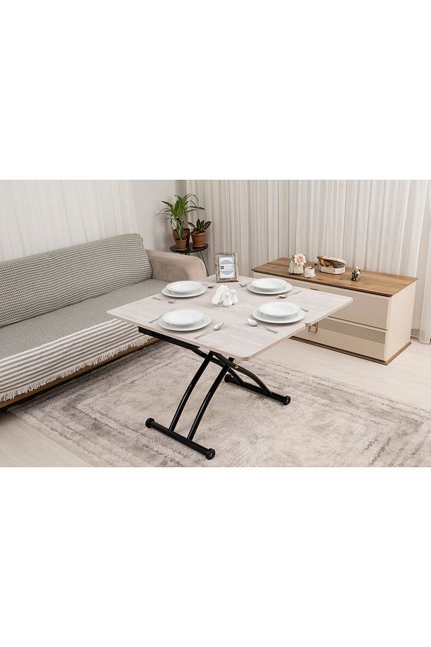Akıllı Sehpa Mini Juppo Üst Tabla Mdf Lizbon Oval Köşe Alt Ayak Siyah Dışa Kıvrım - 3