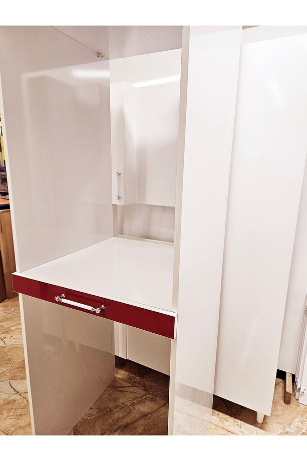 Mdf Hıgh Gloss Dicle Kırmızı Çamaşır Makinesi Ve Kurutma Makinesi Dolabı - 5