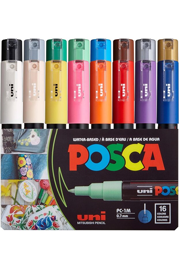علامة تلوين مائية من Posca PC-1M مكونة من 16 قطعة