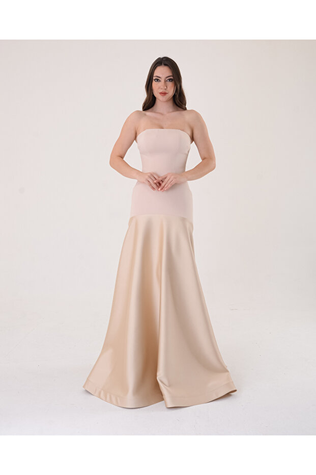 BEJ DIANA MODEL ABİYE ELBİSE