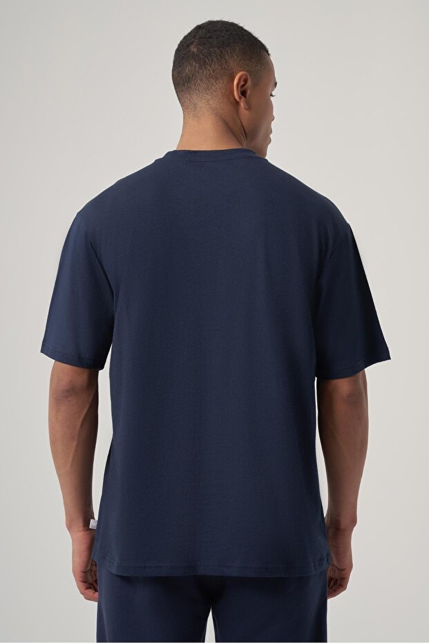 JULES lacivert oversize basic tişört - 5