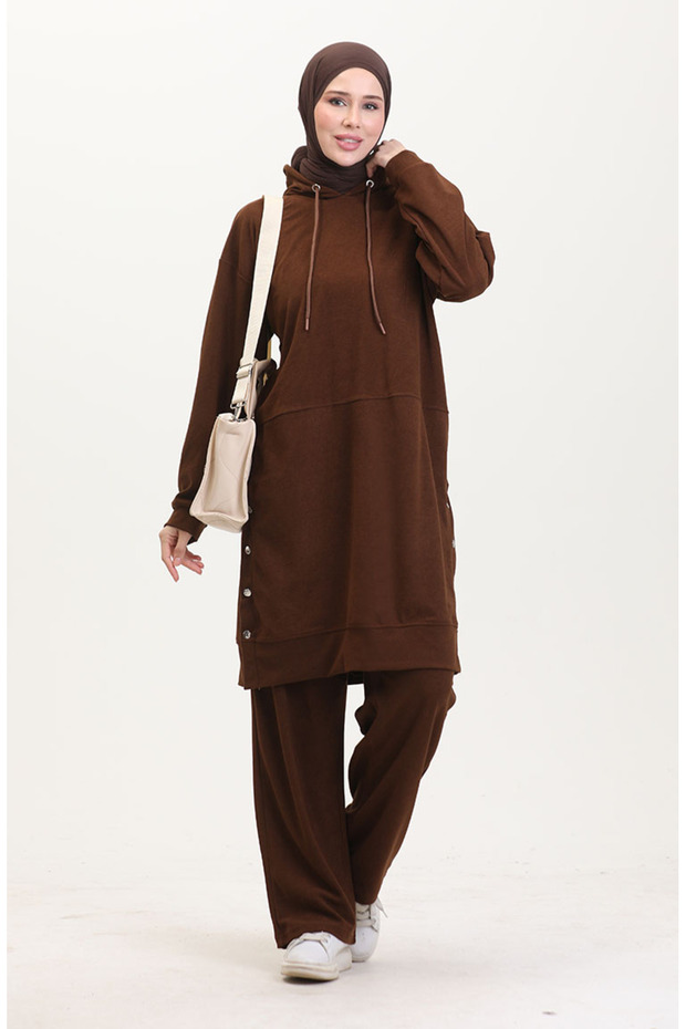 Astana Fabric Hooded Tunic Pants Set of Two 0553-06 Tan