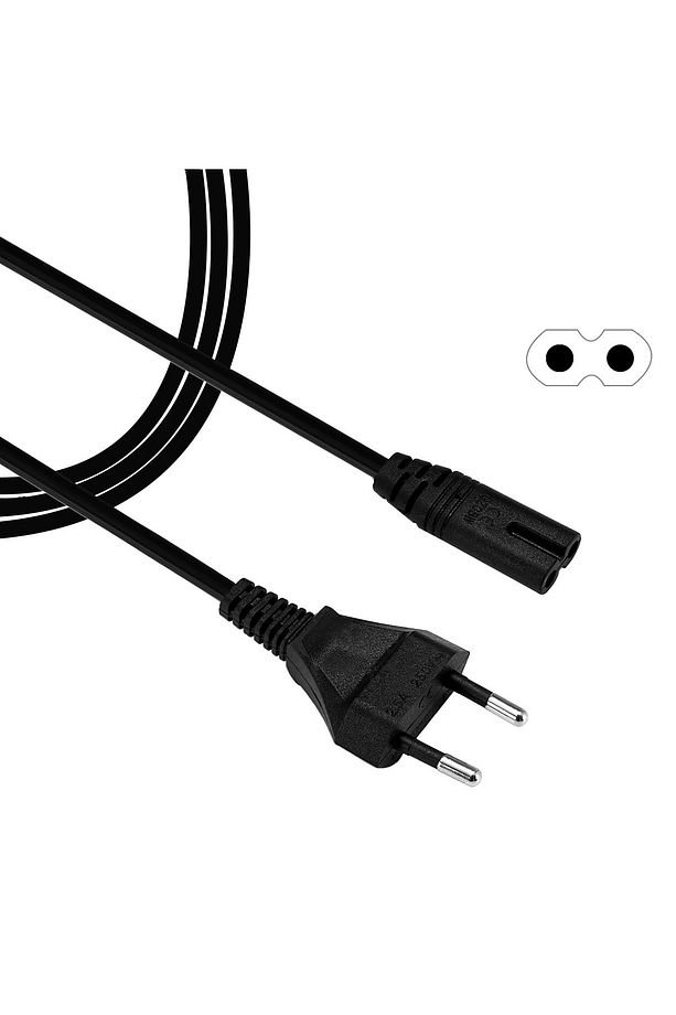 Power Güç Elektrik Kablosu C7 (ps4/ps3/ps2/teyp- Laptop Adaptör-ışıldak ) 2 Pinli 1.5 Metre Siyah - 7
