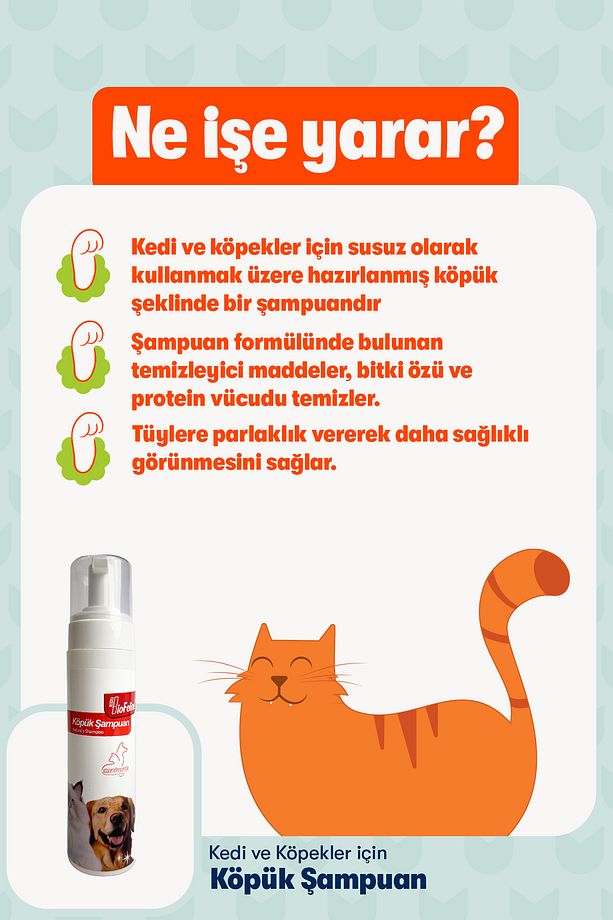 Kedi ve Köpekler İçin Derinlemesine Temizlik ve Tüy Sağlığı Şampuanı – 200ml - 3